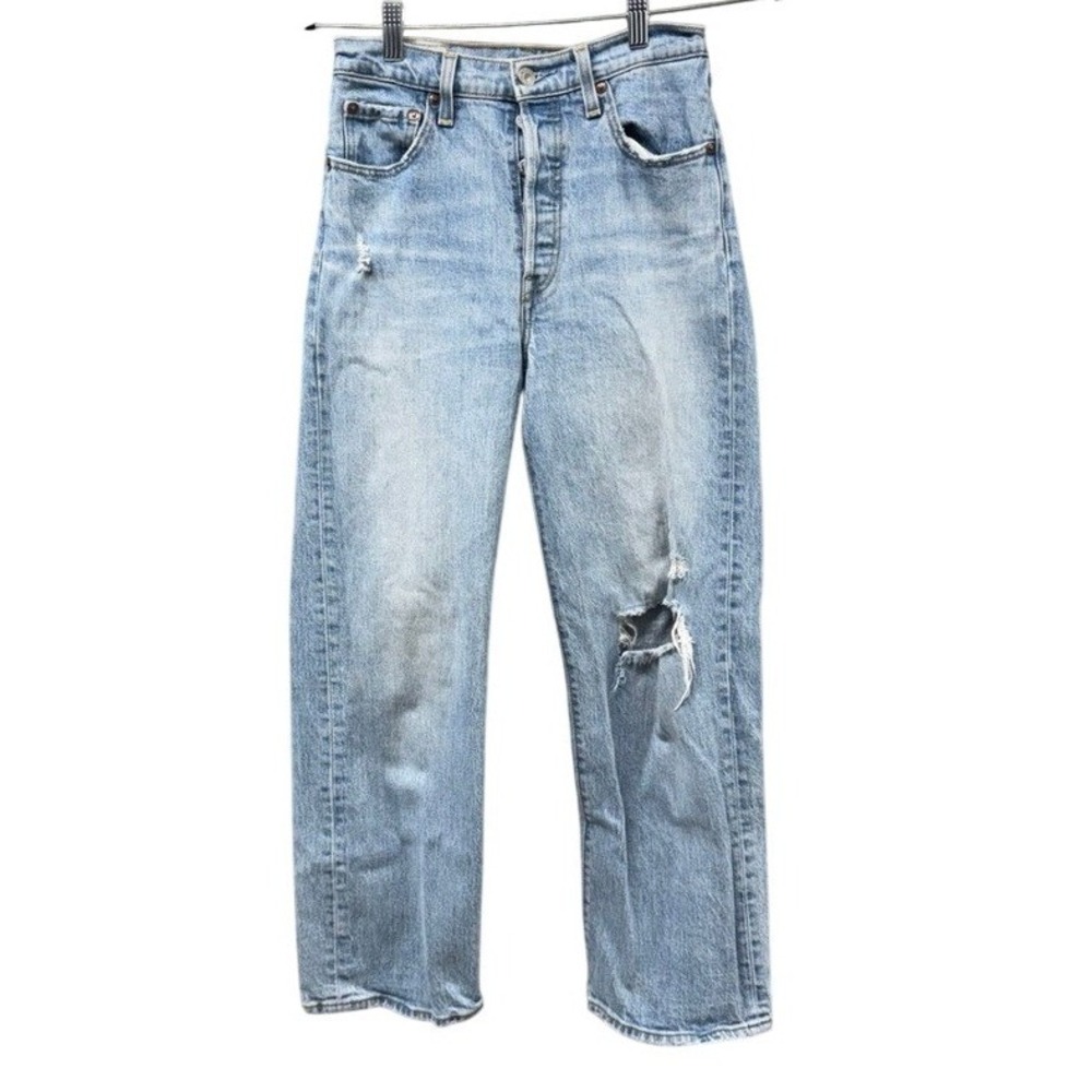 Levis Premium Ribcage Straight Jeans Light Wash Denim High Rise Size 26 - Picture 1 of 12